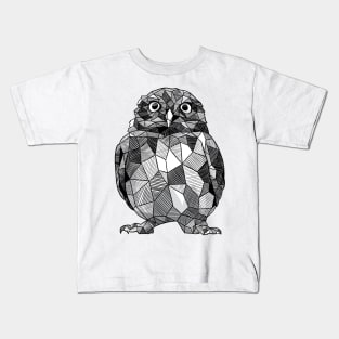 Cute Little Owl Geometric Sketchy Art Kids T-Shirt